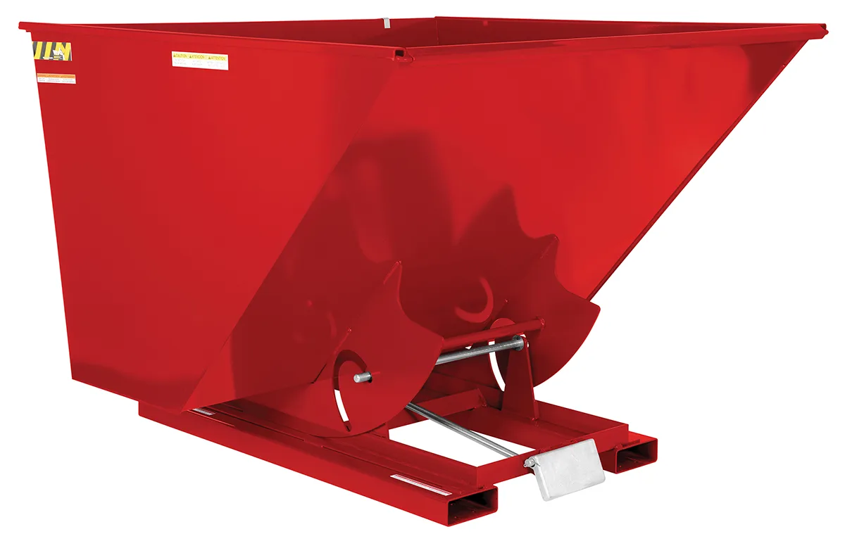 Vestil D-250-LD-SR d style - self-dumping steel hoppers with bumper release