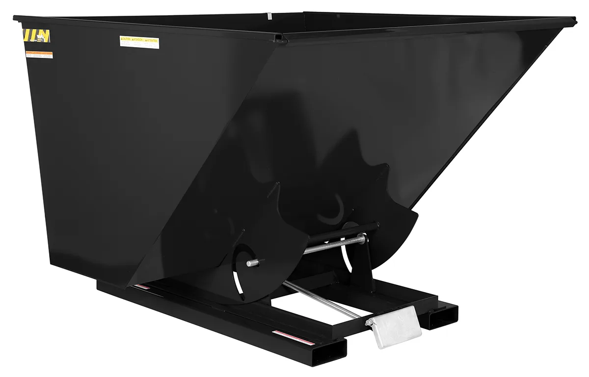 Vestil D-250-MD-BLK-SG d style - self-dumping steel hoppers with bumper release
