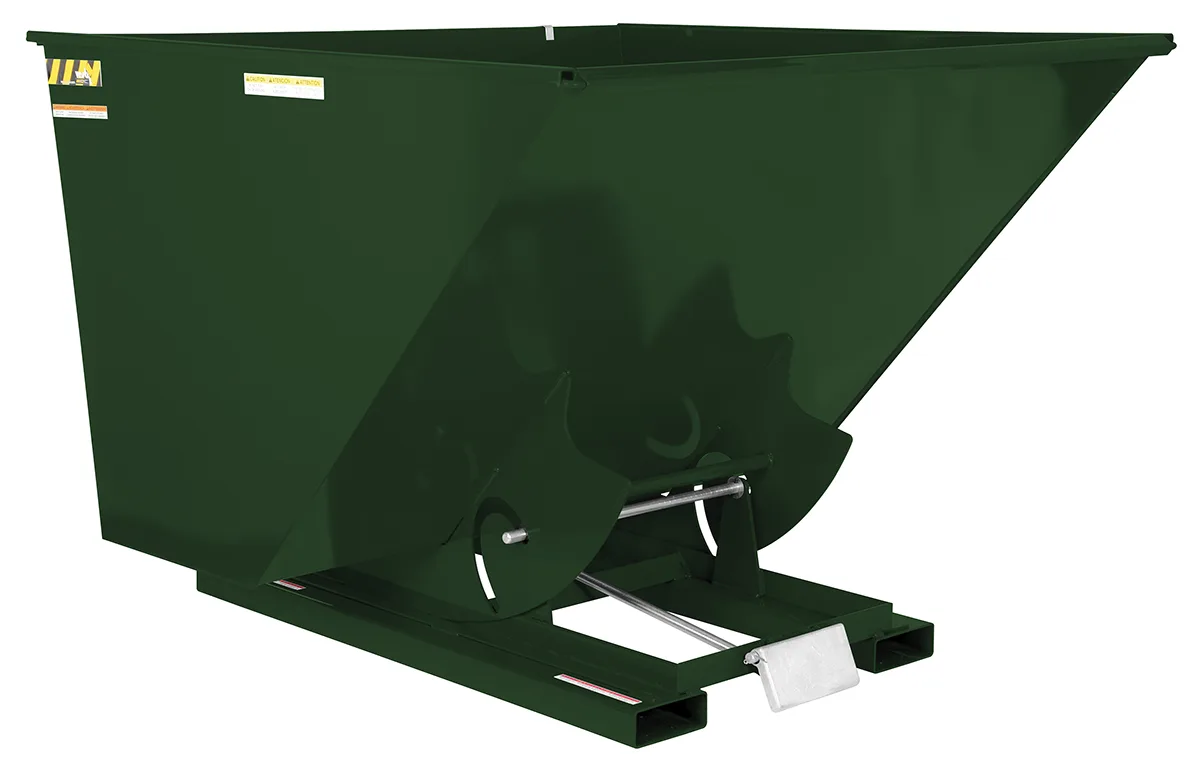 Vestil D-250-MD-GRN-H d style - self-dumping steel hoppers with bumper release