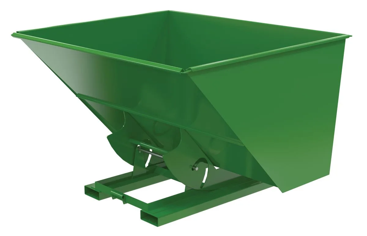 Vestil D-300-HD-NB-GRN-T d-style hoppers, no bump & dump