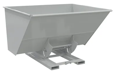 Vestil Steel Heavy Duty No Bump & Dump Hopper 3 Cubic Yard 6000 Lb. Capacity Machine Gray