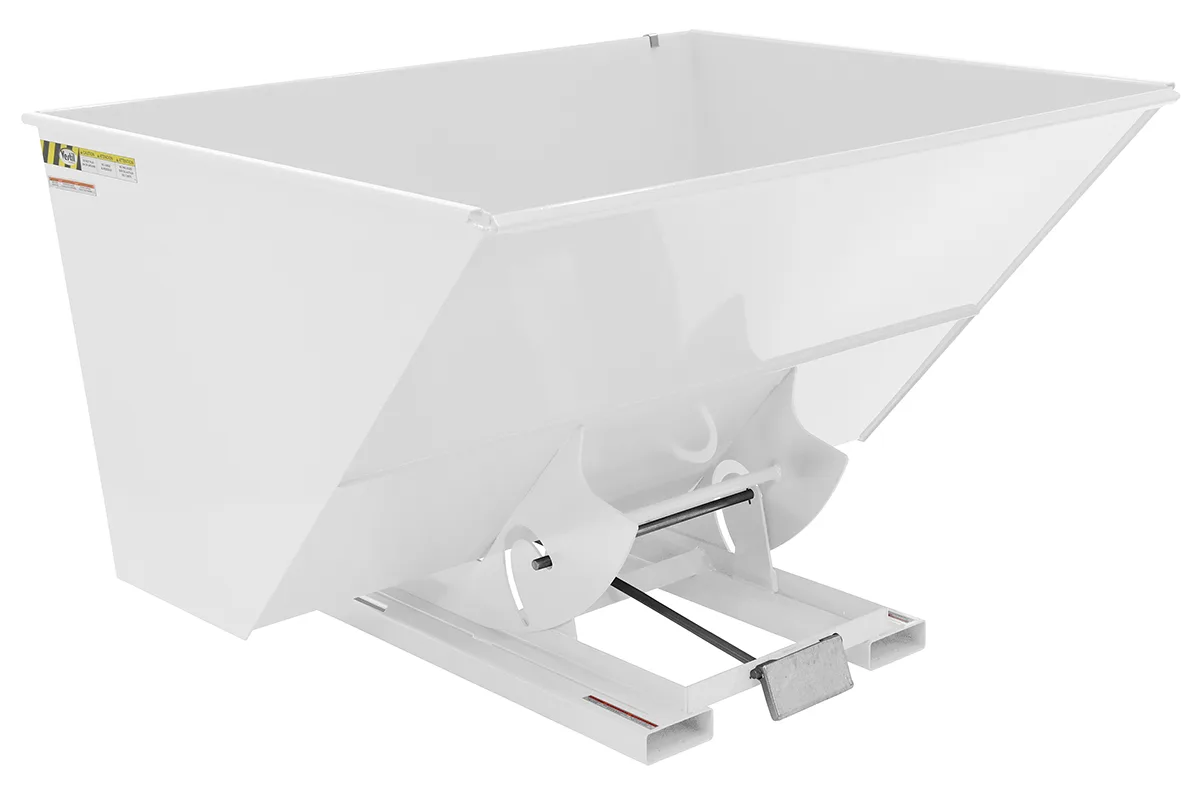 Vestil D-300-LD-WHT d style - self-dumping steel hoppers with bumper release