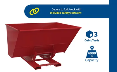 Vestil D-300-MD-NB-SR d-style hoppers, no bump & dump feature highlights