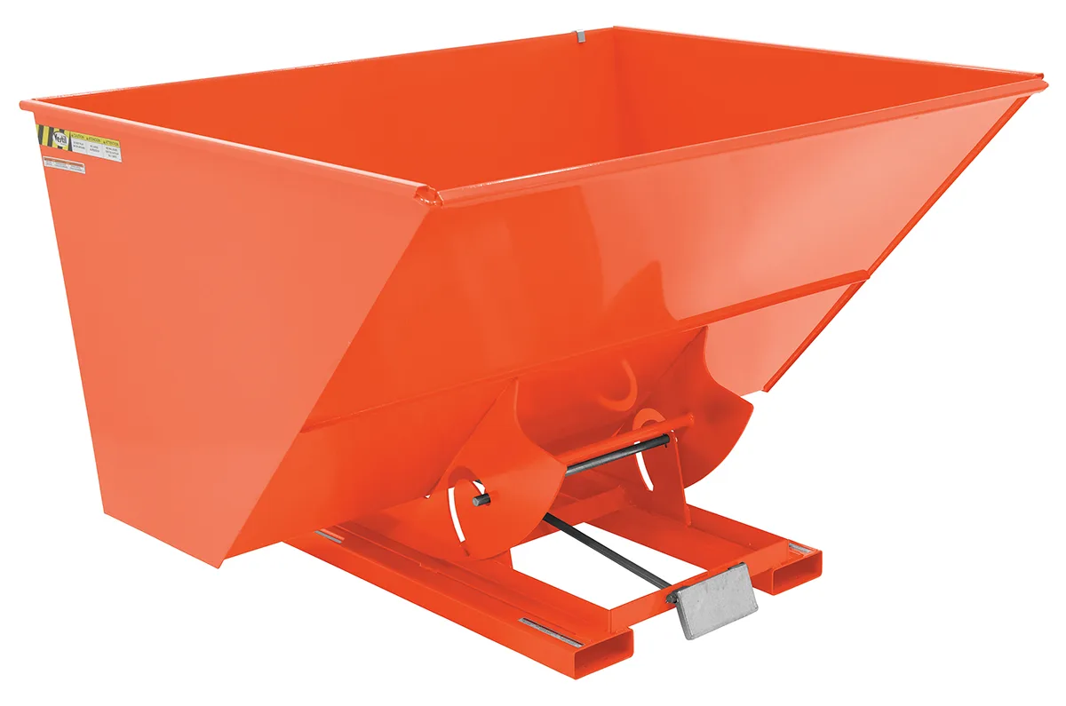 Vestil D-300-MD-ORG-C d style - self-dumping steel hoppers with bumper release