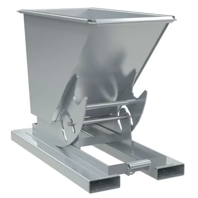Vestil Steel Light Duty No Bump & Dump Hopper 1/3 Cubic Yard 2000 Lb. Capacity Silver