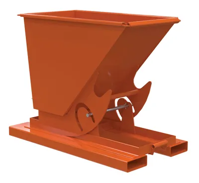 Vestil Steel Medium Duty No Bump & Dump Hopper 1/3 Cubic Yard 4000 Lb. Capacity Orange