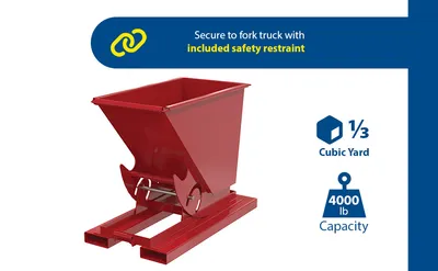 Vestil D-33-MD-NB-SR d-style hoppers, no bump & dump feature highlights