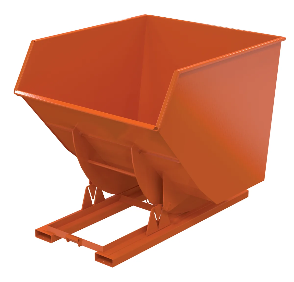 Vestil D-350-HD-NB-ORG-C d-style hoppers, no bump & dump