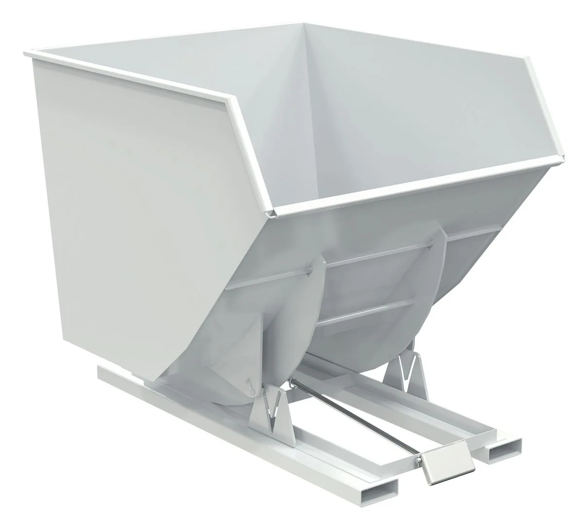 Vestil D-350-HD-WHT d style - self-dumping steel hoppers with bumper release
