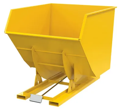 Vestil Steel Heavy Duty Self Dumping Hopper 3-1/2 Cubic Yard 6000 Lb. Capacity Yellow