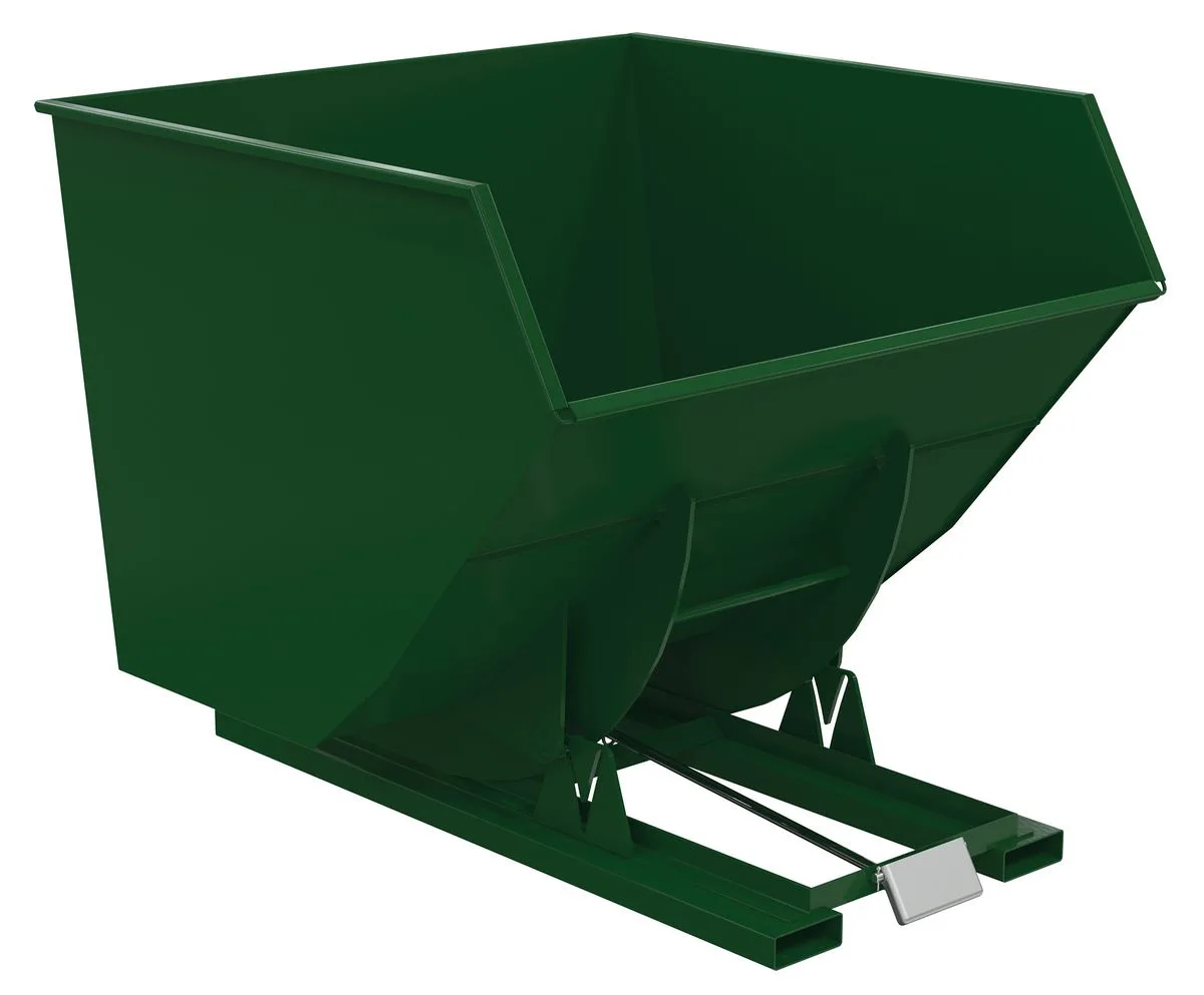 Vestil D-400-HD-GRN-H d style - self-dumping steel hoppers with bumper release