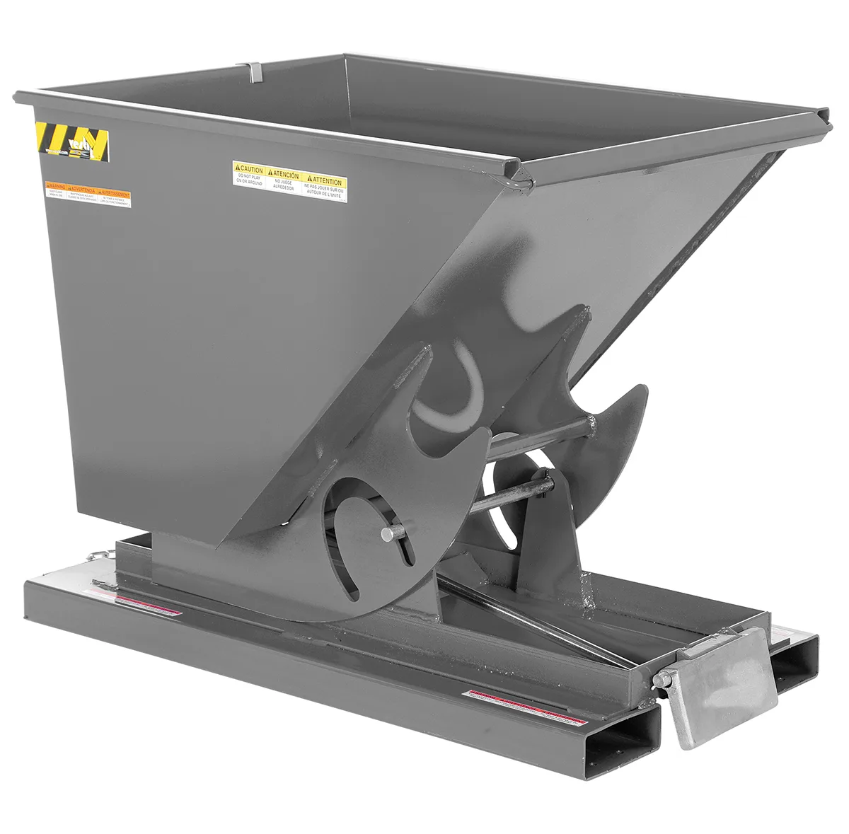 Vestil D-50-HD-GY-SG d style - self-dumping steel hoppers with bumper release