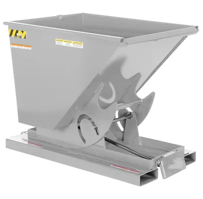 Vestil Steel Heavy Duty Self Dumping Hopper 1/2 Cubic Yard 6000 Lb. Capacity Silver Lining