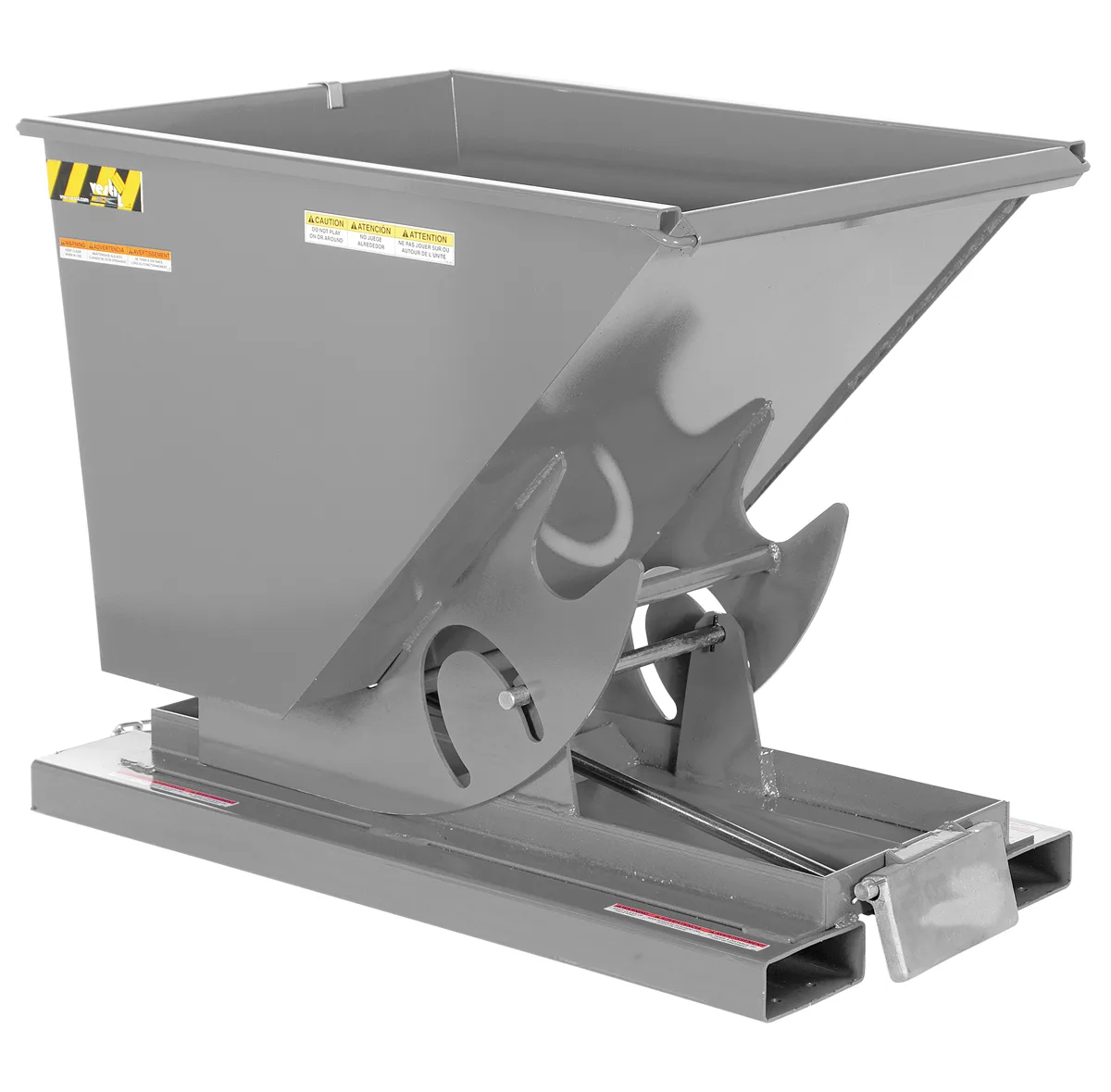 Vestil D-50-LD-GY-MG d style - self-dumping steel hoppers with bumper release