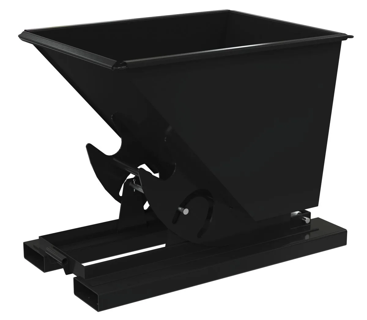 Vestil D-50-LD-NB-BLK-SG d-style hoppers, no bump & dump
