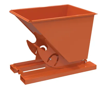 Vestil Steel Light Duty No Bump & Dump Hopper 1/2 Cubic Yard 2000 Lb. Capacity Orange