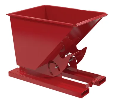 Vestil Steel Light Duty No Bump & Dump Hopper 1/2 Cubic Yard 2000 Lb. Capacity Soda Red