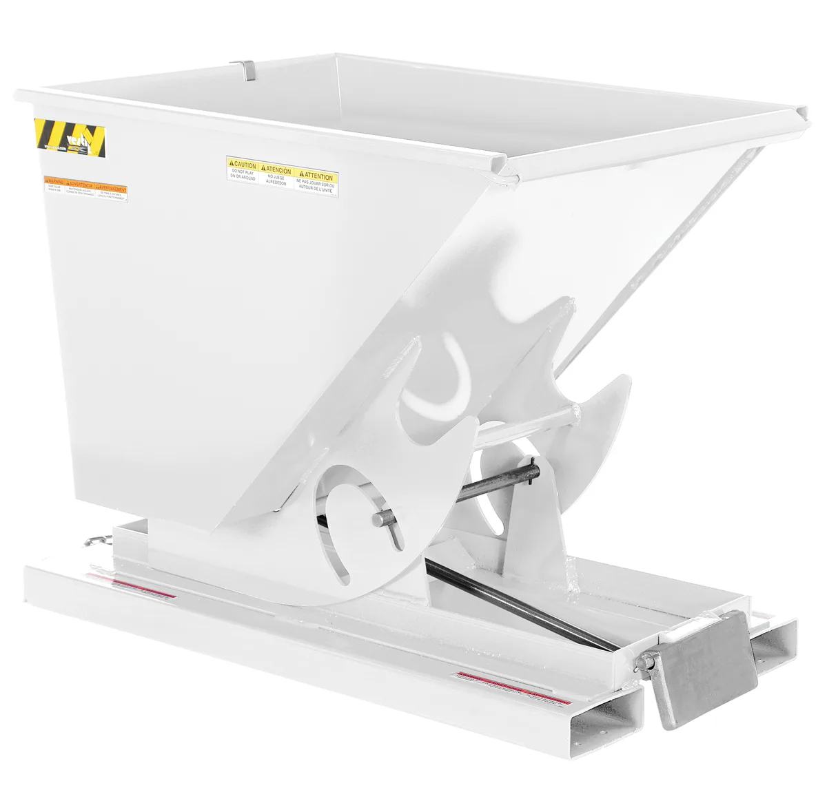 Vestil D-50-LD-WHT d style - self-dumping steel hoppers with bumper release