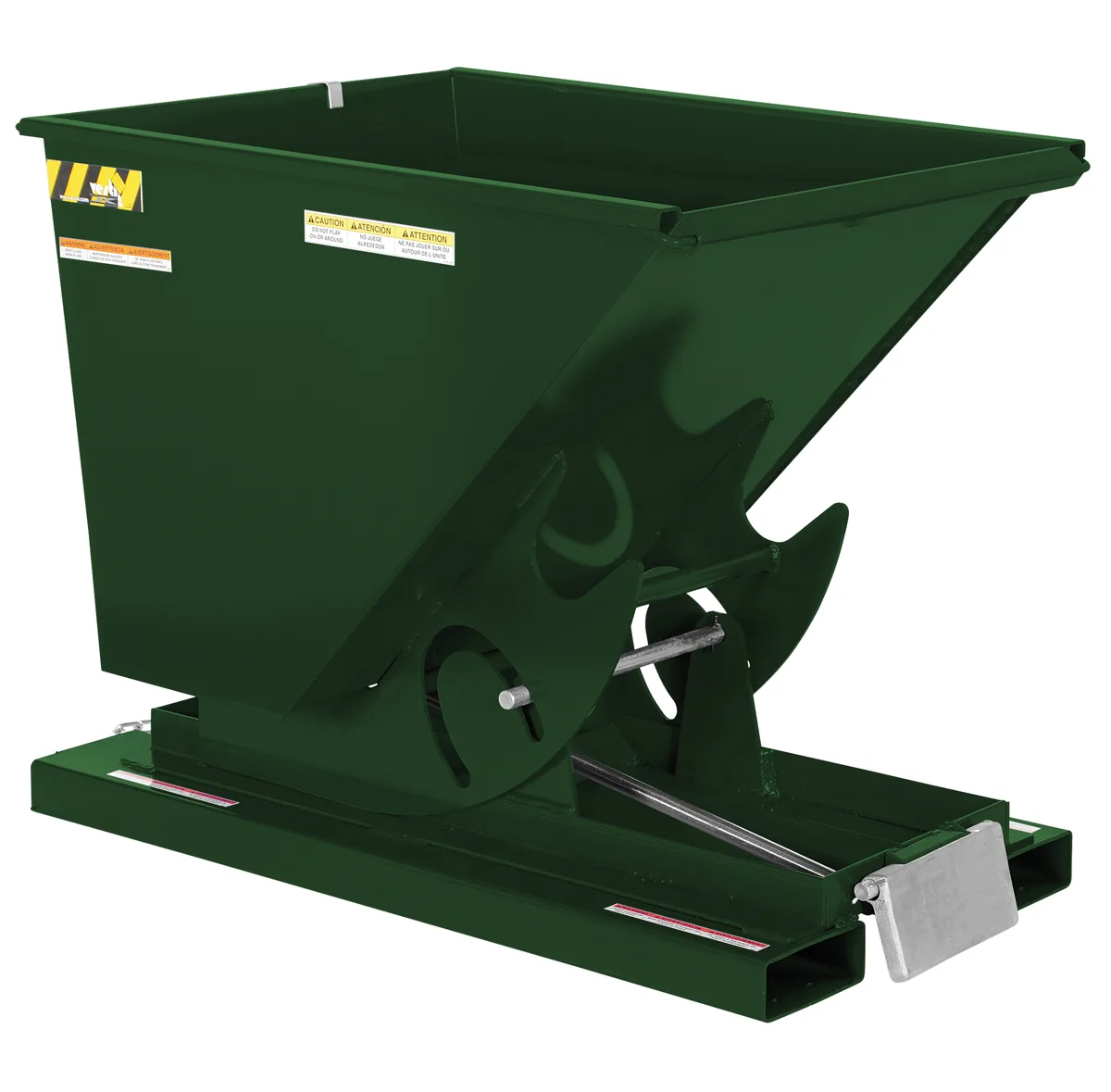 Vestil D-50-MD-GRN-H d style - self-dumping steel hoppers with bumper release