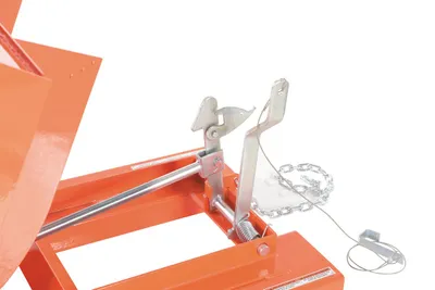 Vestil D-50-MD-ORG-C d style - self-dumping steel hoppers with bumper release shown from an alternate angle