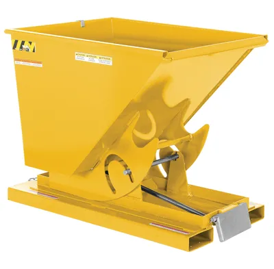 Vestil Steel Medium Duty Self Dumping Hopper 1/2 Cubic Yard 4000 Lb. Capacity Yellow