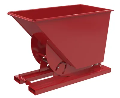 Vestil Steel Heavy Duty No Bump & Dump Hopper 3/4 Cubic Yard 6000 Lb. Capacity Soda Red