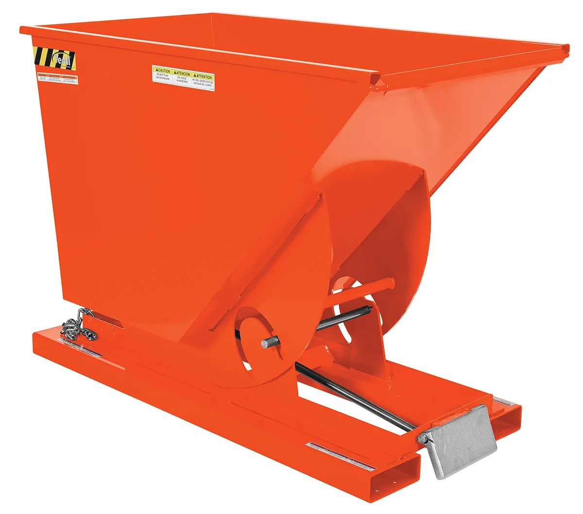 Vestil D-75-HD-ORG-C d style - self-dumping steel hoppers with bumper release