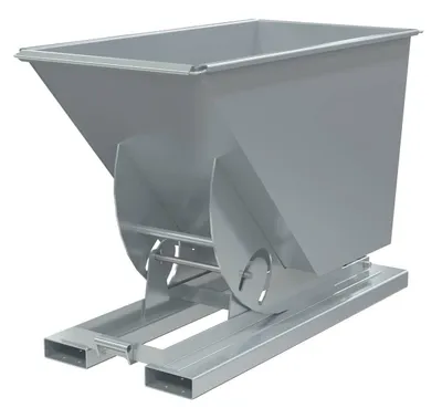 Vestil Steel Light Duty No Bump & Dump Hopper 3/4 Cubic Yard 2000 Lb. Capacity Silver