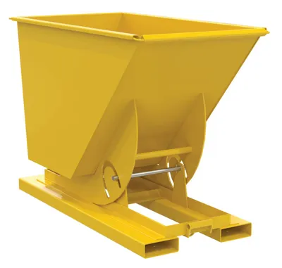 Vestil Steel Light Duty No Bump & Dump Hopper 3/4 Cubic Yard 2000 Lb. Capacity Yellow