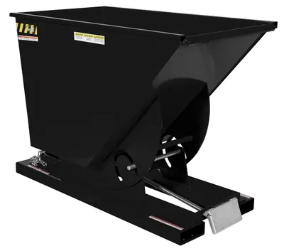Vestil Steel Medium Duty Self Dumping Hopper 3/4 Cubic Yard 4000 Lb. Capacity Semi Gloss Black