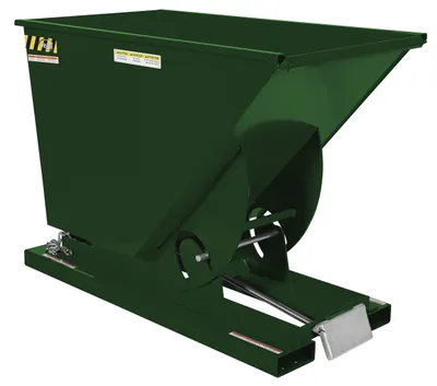 Vestil Steel Medium Duty Self Dumping Hopper 3/4 Cubic Yard 4000 Lb. Capacity Hunter Green