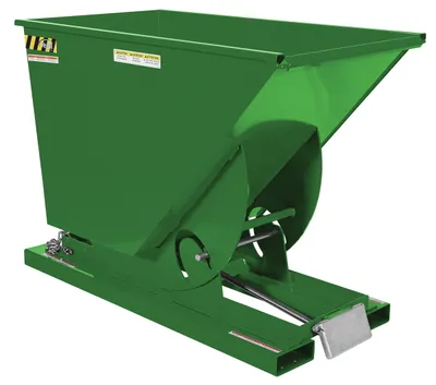 Vestil Steel Medium Duty Self Dumping Hopper 3/4 Cubic Yard 4000 Lb. Capacity Green
