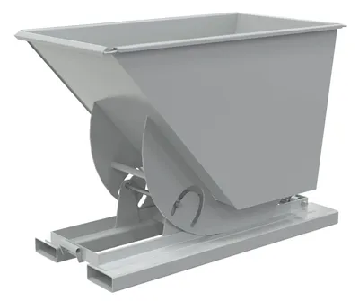 Vestil Steel Medium Duty No Bump & Dump Hopper 3/4 Cubic Yard 4000 Lb. Capacity Machine Gray