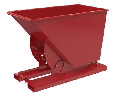 Vestil Steel Medium Duty No Bump & Dump Hopper 3/4 Cubic Yard 4000 Lb. Capacity Soda Red