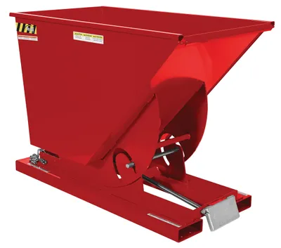 Vestil Steel Medium Duty Self Dumping Hopper 3/4 Cubic Yard 4000 Lb. Capacity Soda Red