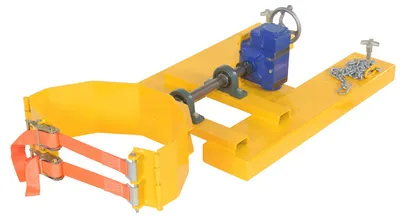 Vestil Steel Right Angle Drum Rotator Fits 55 Gallon Steel, Plastic, or Fiber Drums 1,200 Lb. Capacity Yellow