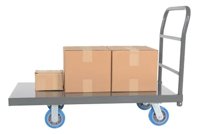 Vestil ECSPT-2448-C25C steel platform truck (smooth or treadplate) shown from an alternate angle