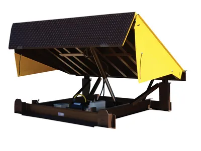 Vestil Steel Electric Hydraulic Dock Leveler 86"W x 50"L x 24"D Pit Dimensions, 20000 Lb. Capacity Brown/Yellow