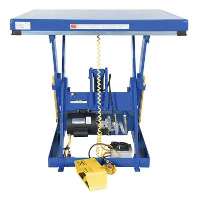 Vestil Steel Electric Hydraulic Lift Table with Foot Control 24 In. x 48 In. 3000 Lb. Capacity Blue