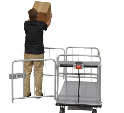 Vestil EMHC-2860-2 electric material handling cart shown from an alternate angle