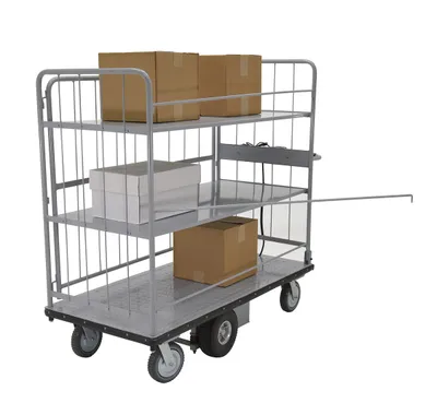 Vestil EMHC-2860-4 electric material handling cart shown from an alternate angle