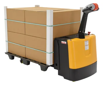 Vestil EPT-2547-30 fully powered electric pallet truck shown from an alternate angle