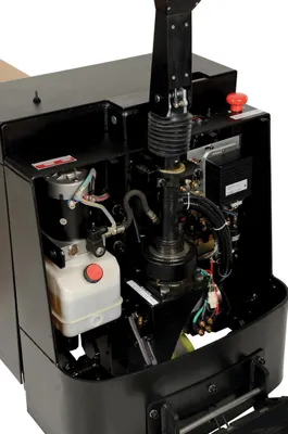 Vestil EPT-2796-45-AGM fully powered electric pallet truck shown from an alternate angle