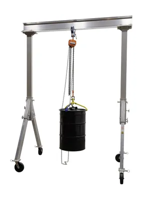 Vestil FHA-4-12-10 fixed height aluminum gantry crane shown from an alternate angle
