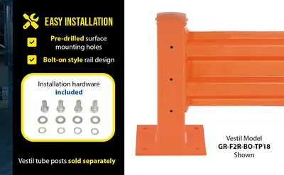 Vestil GR-F2R-BO-1-OR structural guard rails (drop-in and bolt-on style) feature highlights