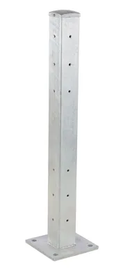 Vestil Galvanized Steel Rigid Tube Post Bolt On Style 3-1/24 In. For 3 Ribbed Bolt On Style Guard Rails Gray