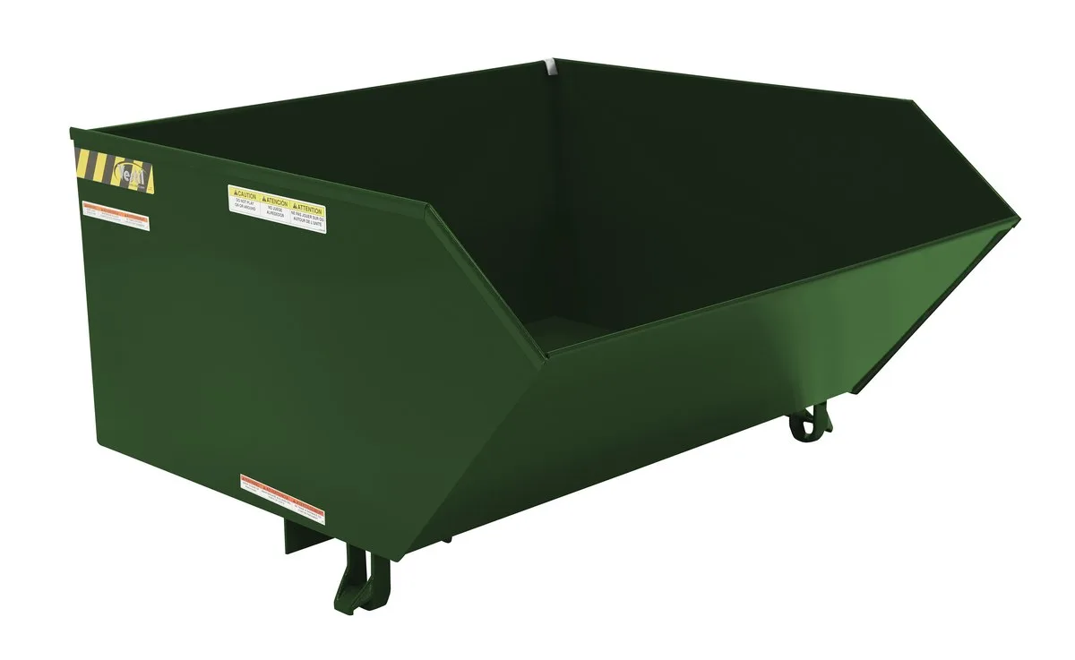 Vestil H-100-HD-GRN-H h style - low profile 90 degrees self-dumping steel hopper