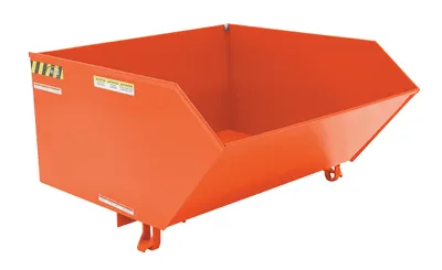 Vestil Steel Heavy Duty Low Profile Self Dumping Hopper 1 Cubic Yard 6000 Lb. Capacity Orange