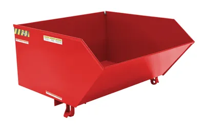 Vestil Steel Heavy Duty Low Profile Self Dumping Hopper 1 Cubic Yard 6000 Lb. Capacity Red
