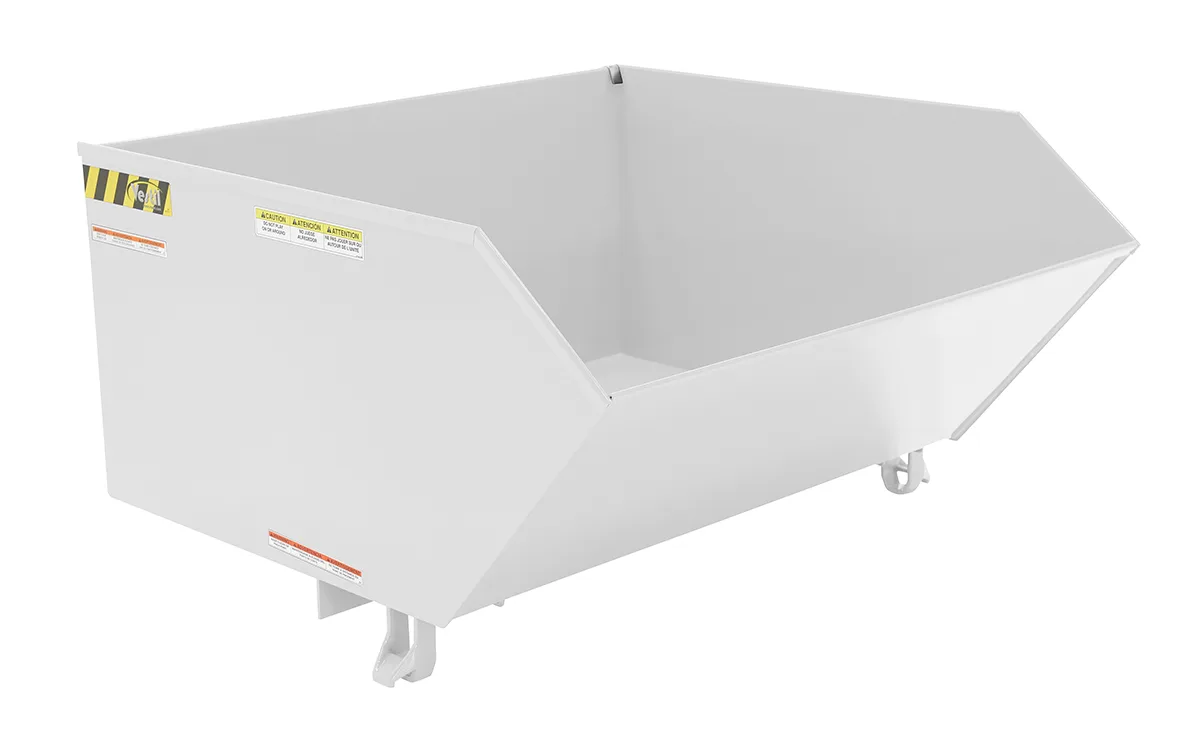 Vestil H-100-HD-WHT h style - low profile 90 degrees self-dumping steel hopper